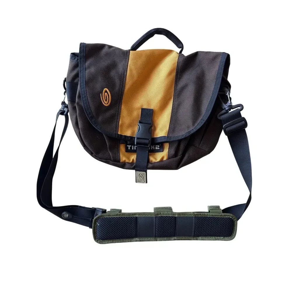 Timbuk2 Small Classic Messenger Bag Yellow Brown Black Bike Courier